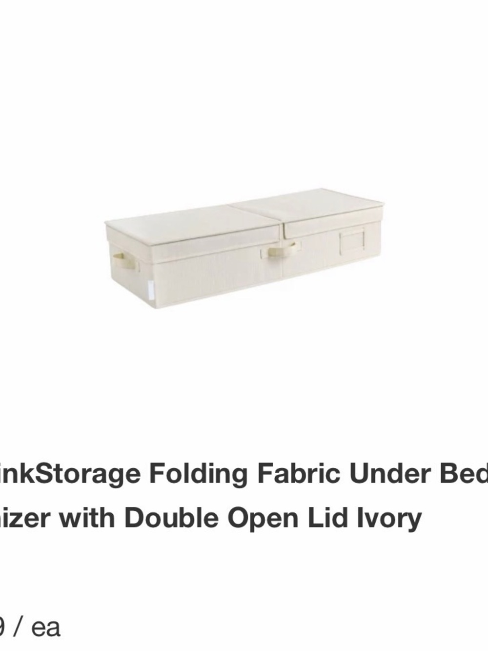 Ivory Fabric Under-Bed Storage Organizer with Double Lids